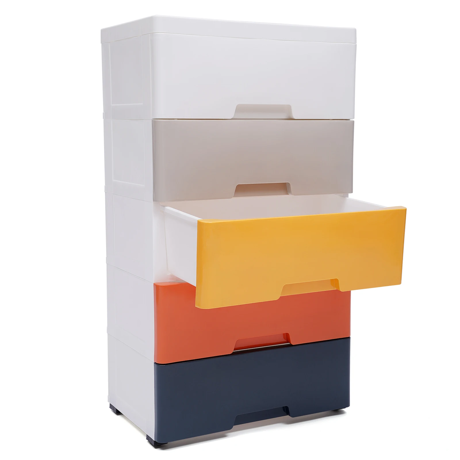Plastic Drawers Dresser Storage Cabinet, 5 Drawer Stackable Vertical Clothes Storage Tower