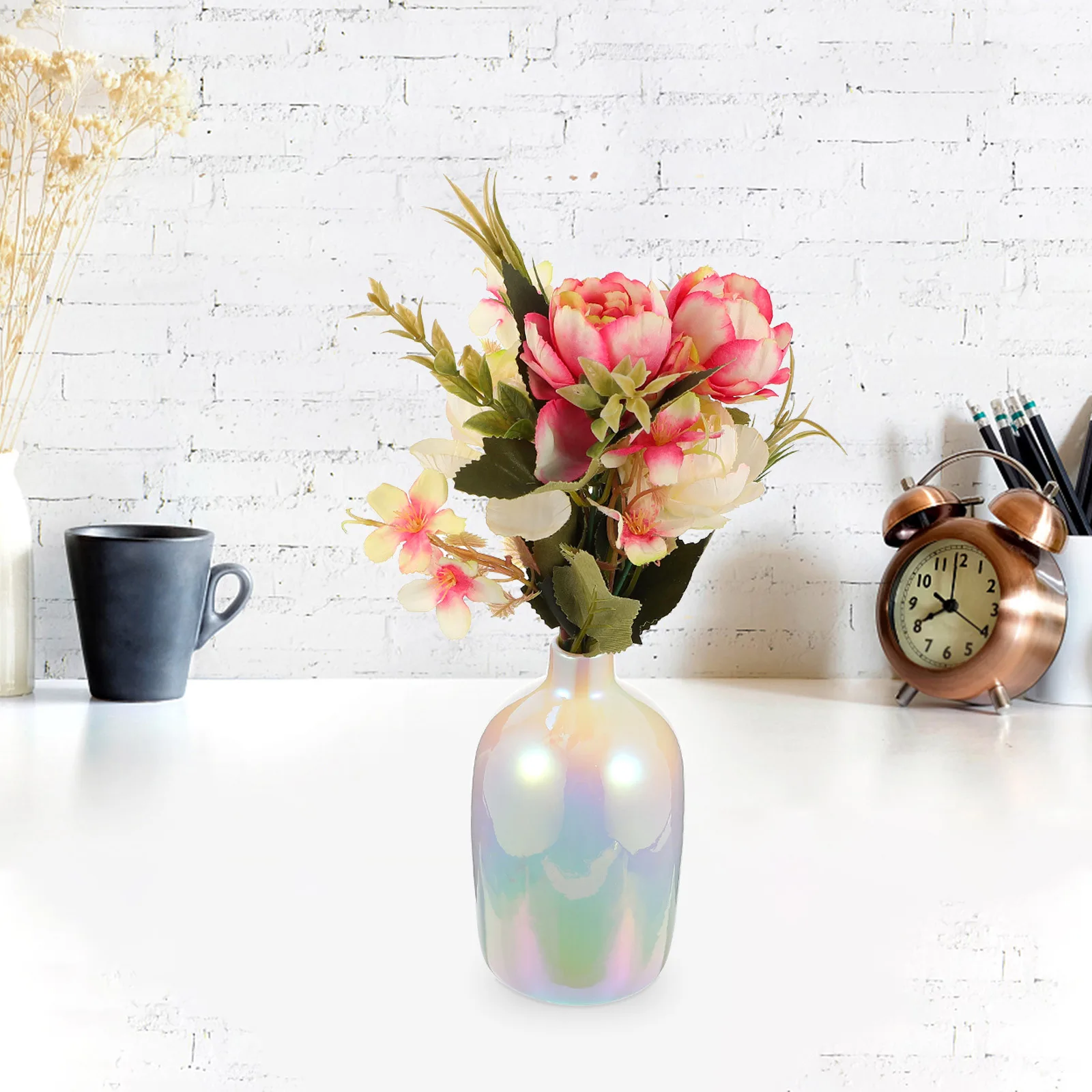 

1Pcs Ceramics Decorative Flower Vase Stable Nordic Style Large Bouquet Holder for Bedroom Living Room Office Table Decor