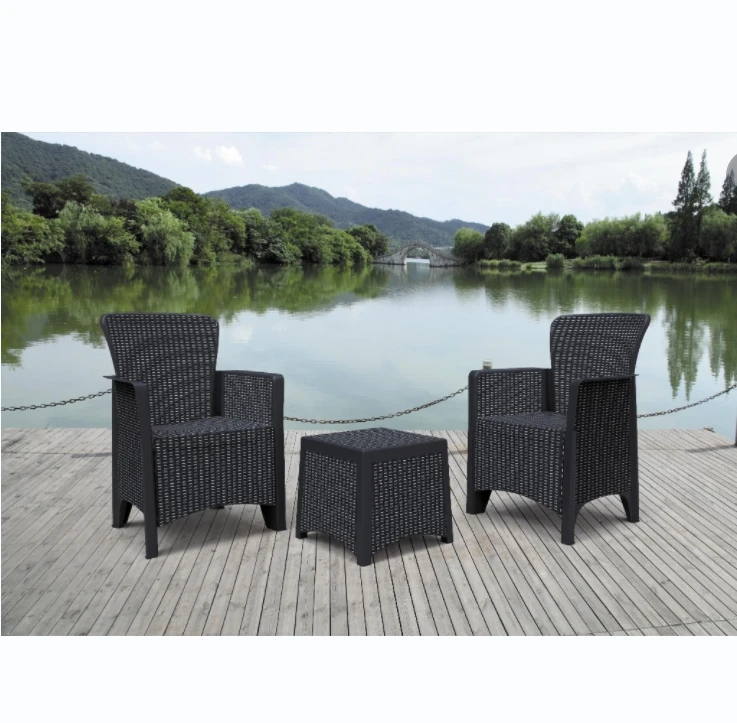 

3pcs PP Rattan-Look Outdoor Bistro Set Living Room Hotel Villa Park Courtyard Apartment Farmhouse-Versatile Outdoor Furniture