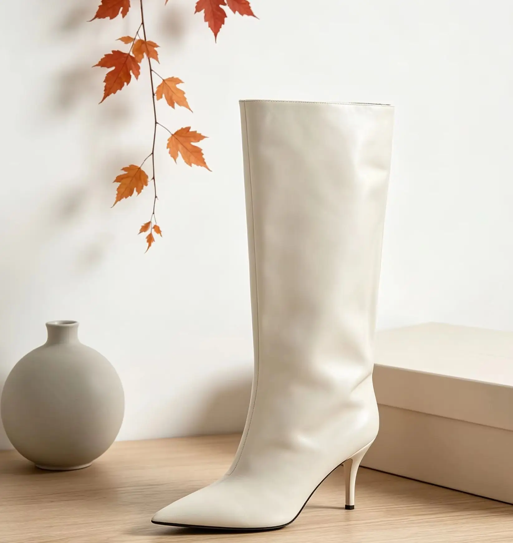 Slouch Wide Cuff Knee High Boot Pointed Toe Stiletto Thin Heel Pump Elegant Fashion Daily Party Street Lady Sexy Tall Women Shoe view 4