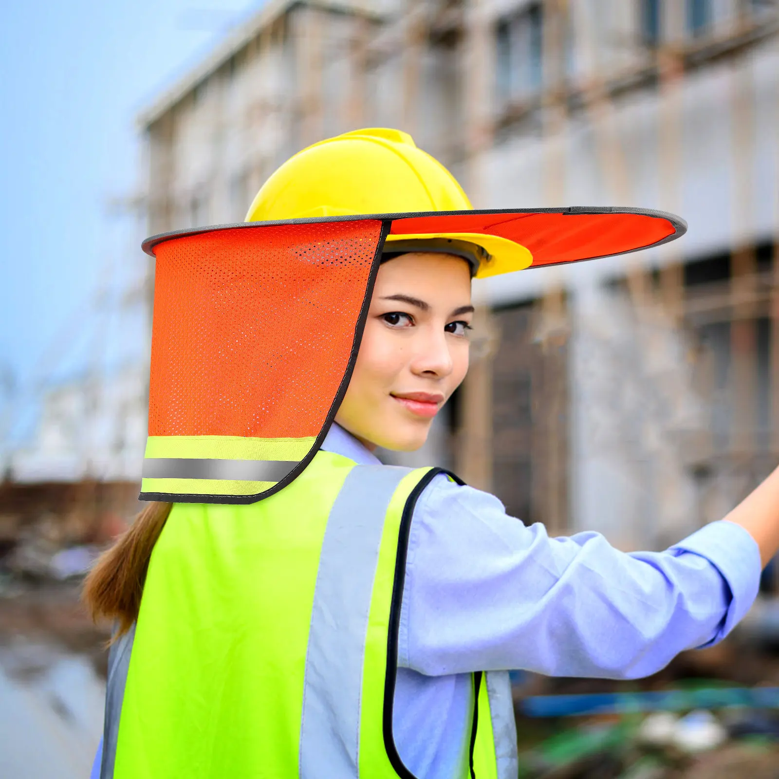 

2Pcs Safety Hard Hat Shade Visor Full Brim Design with Extended Neck Cover for Construction Safety Helmets Sun Protection