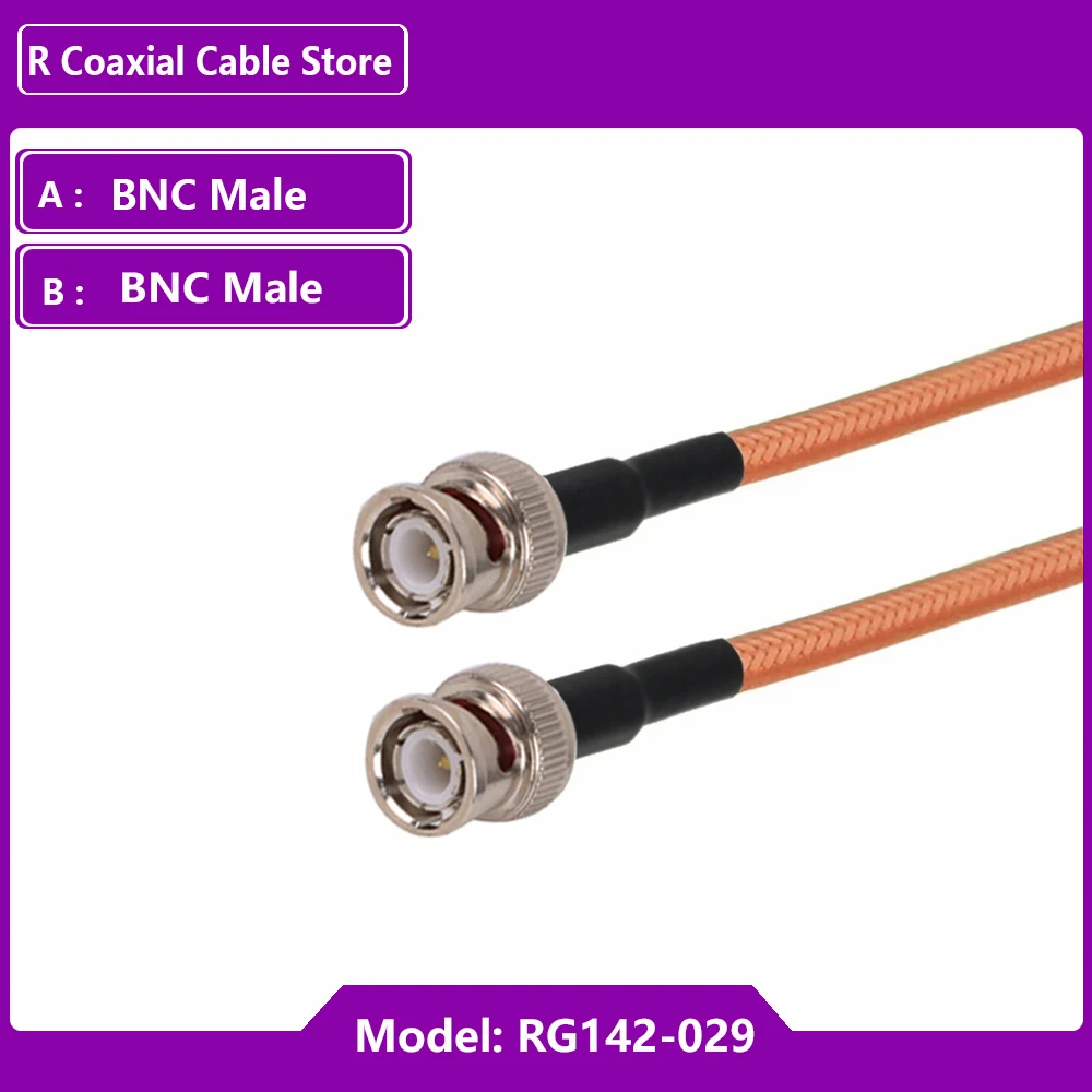RF كابل محوري محطة الأسلاك تجعيد ، BNC المكونات الذكور إلى BNC موصل المكونات الذكور ، RF وصلة كابل ضفيرة ، RG142
