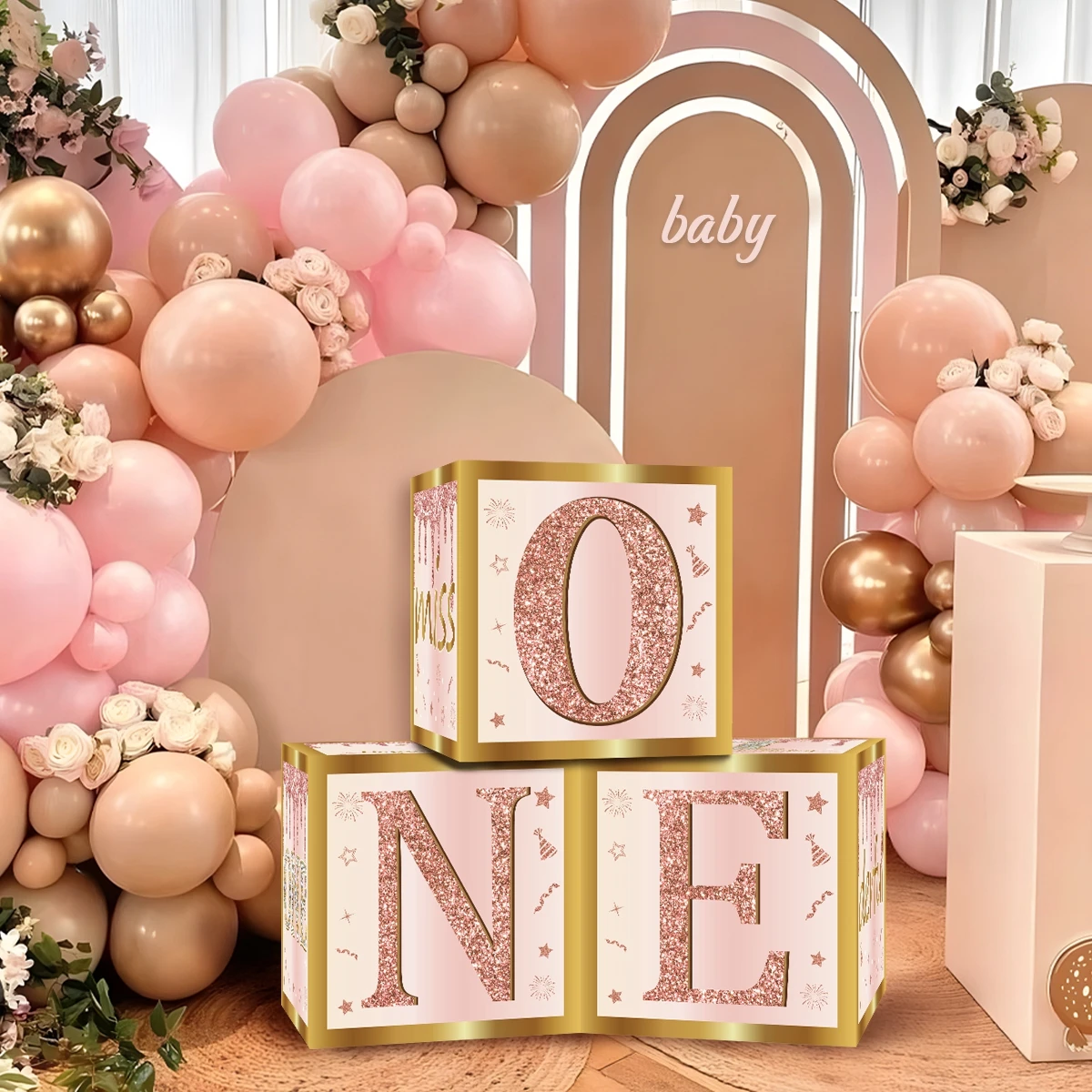 

27x27cm Pink Letter Boxes Baby Shower Girl 1st Birthday Wedding Party Decoration Kids 1st Baby Shower Supplies Balloon DIY Box