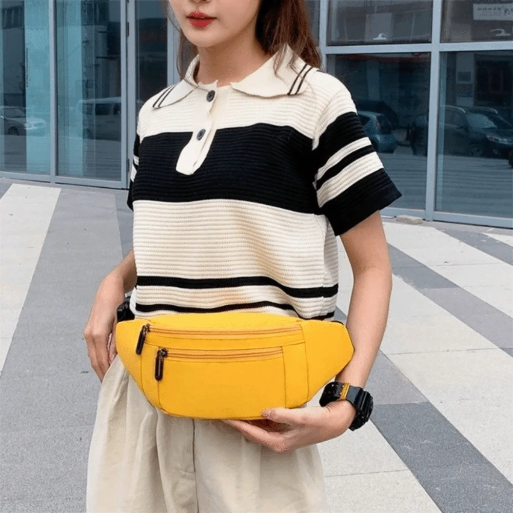 

Solid Color Oxford Waist Bag Waterproof Large Capacity Sports Fanny Pack Lightweight Multifunctional Mobile Phone Bag Traveling