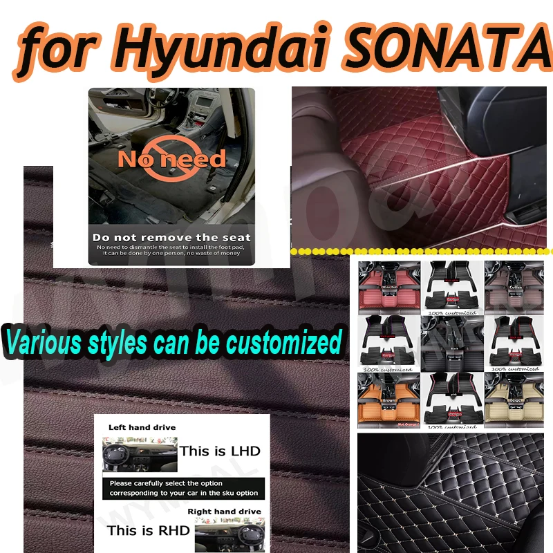 

LUXURY Artificial Leather Custom Car Floor Mats for Hyundai SONATA 2015-2018 Interior Details
