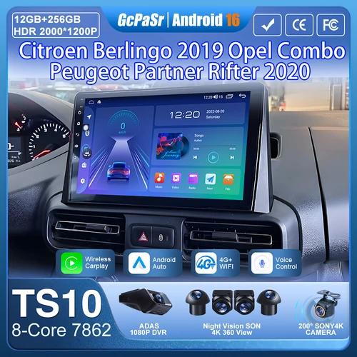 Radio de coche Carplay para Citroen Berlingo 2019 Peugeot Partner Rifter 2020 para Opel Combo navegación GPS Android Auto WiFi No 2din