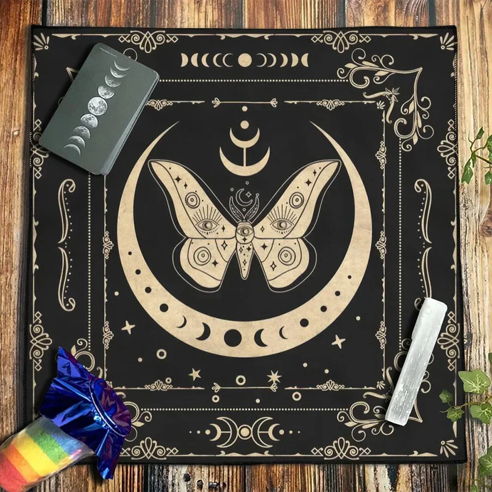 Butterfly Moon Altar Cloth Tarot Cloth Moon Phase Moth Spread Tarot Reading Cover Witchy Witch Home Decor Board Game Card Pad