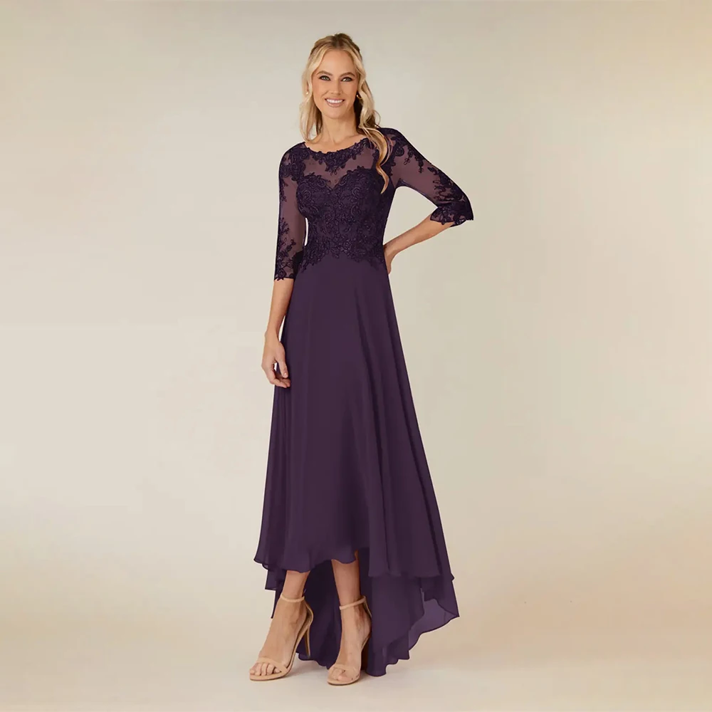 

Mother Of Bride Dresses Wedding 2025 Elegant Lace Mother Dress Half Sleeve Round Neck A-Line Mother Of The Bride Dress 2025