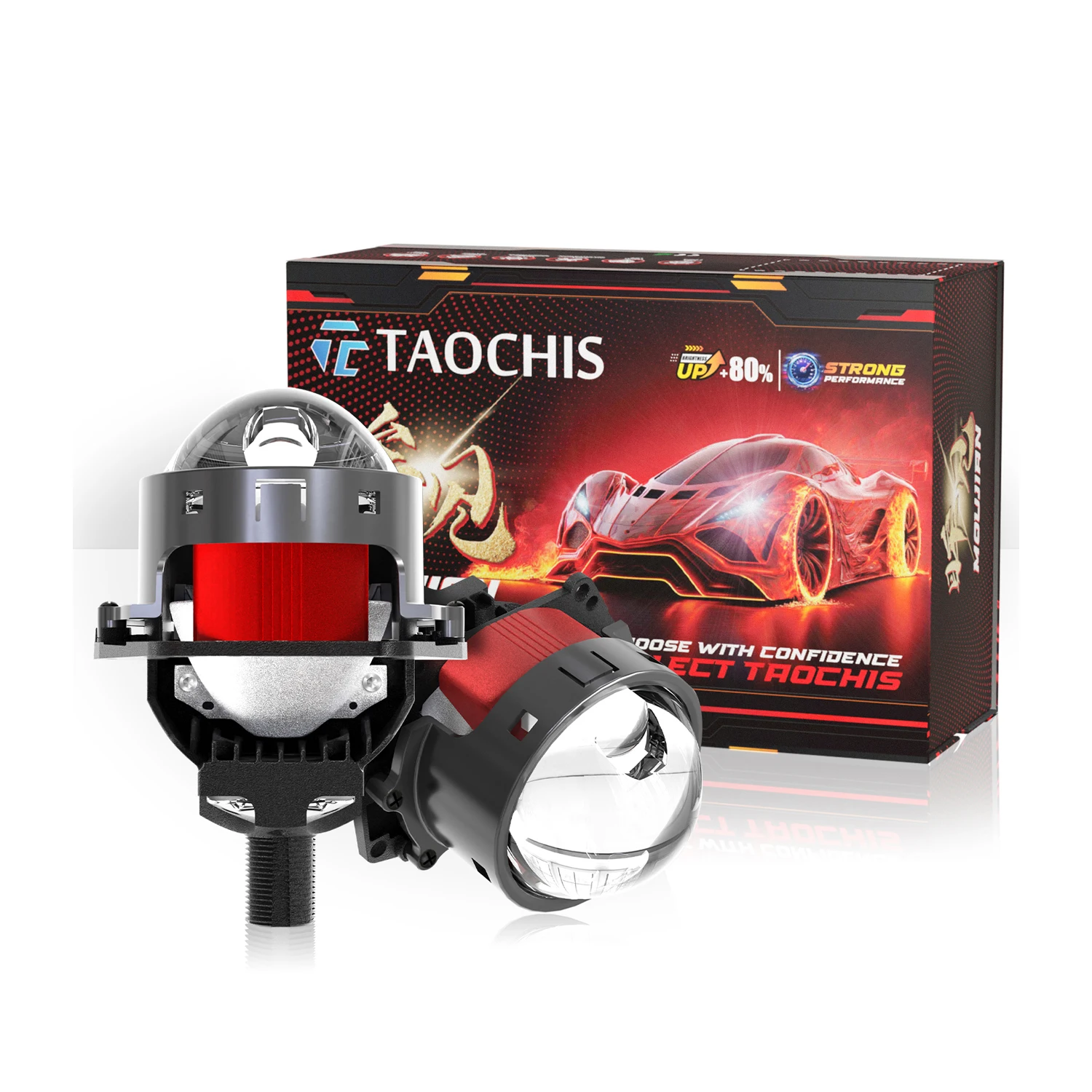 TAOCHIS 9 chips BI LED projector lens for upgrade car headlights modification head lamp motorcycle universal H4 H7