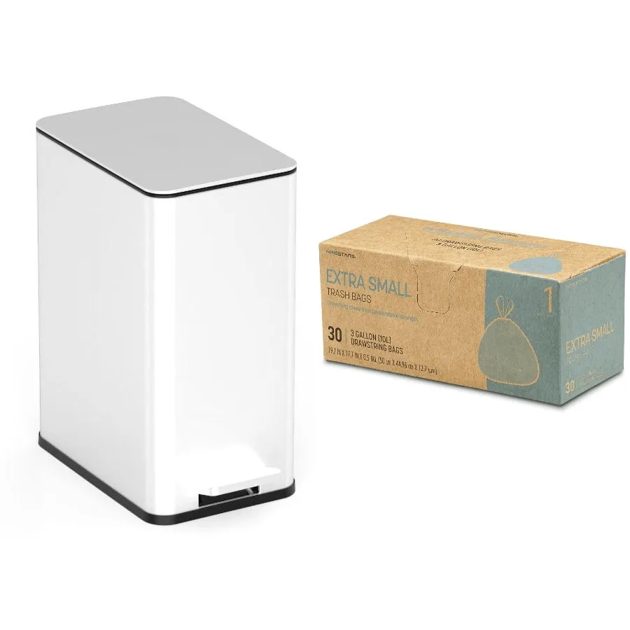 

Step-On Bathroom Trash Can with Convenient Trash Bag for Easy Waste Disposal and Space-Saving Design