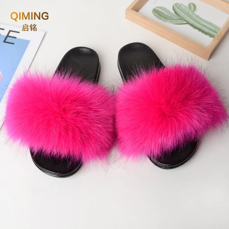 Letnie kapcie ze sztucznego futra Fuzzy Fur Slides For Women Fluffy Sandals Indoor Outdoor Ladies Shoes Woman Slipper Furry Flip Flops