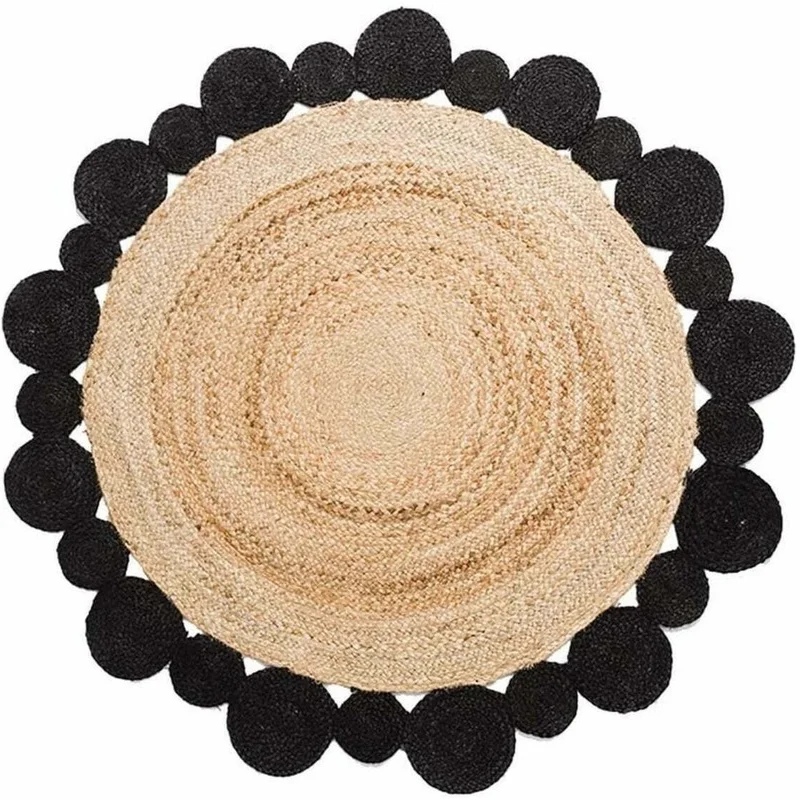 

Rug 100% Natural Jute Braided Style Round Reversible Rug Hadmade Area Carpet Rug Bedroom Decor