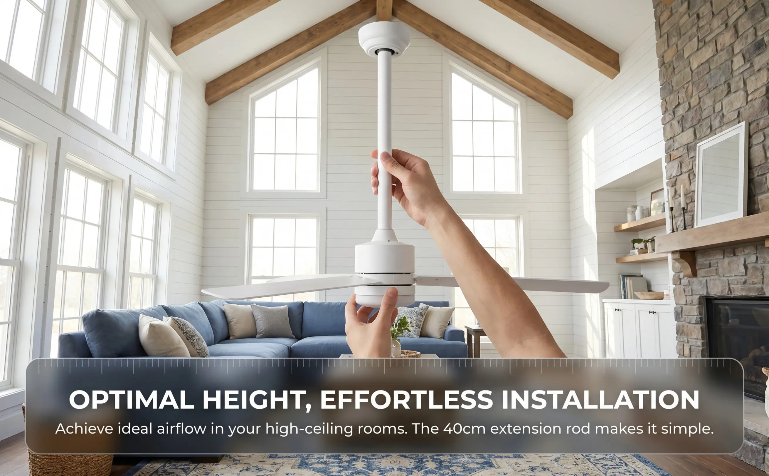 Universal Ceiling Fan Extension Rod Adjustable Downrod for High Ceilings Sturdy Thickened Metal Fan Downrod Extension Kit
