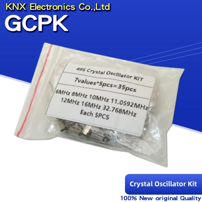 7Values*5PCS=35PCS 32.768Khz 6Mhz 8Mhz 11.0592Mhz 12Mhz 16Mhz 10Mhz DIP-2 Crystal Oscillator HC-49S Resonator Passive Kit