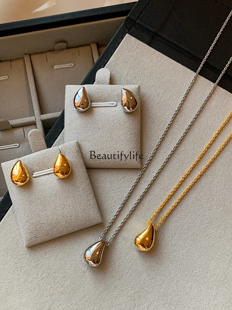 

Gold and Silver Color Drop-Shaped Earrings Suit Light Luxury Minority High-Grade Long Accessories