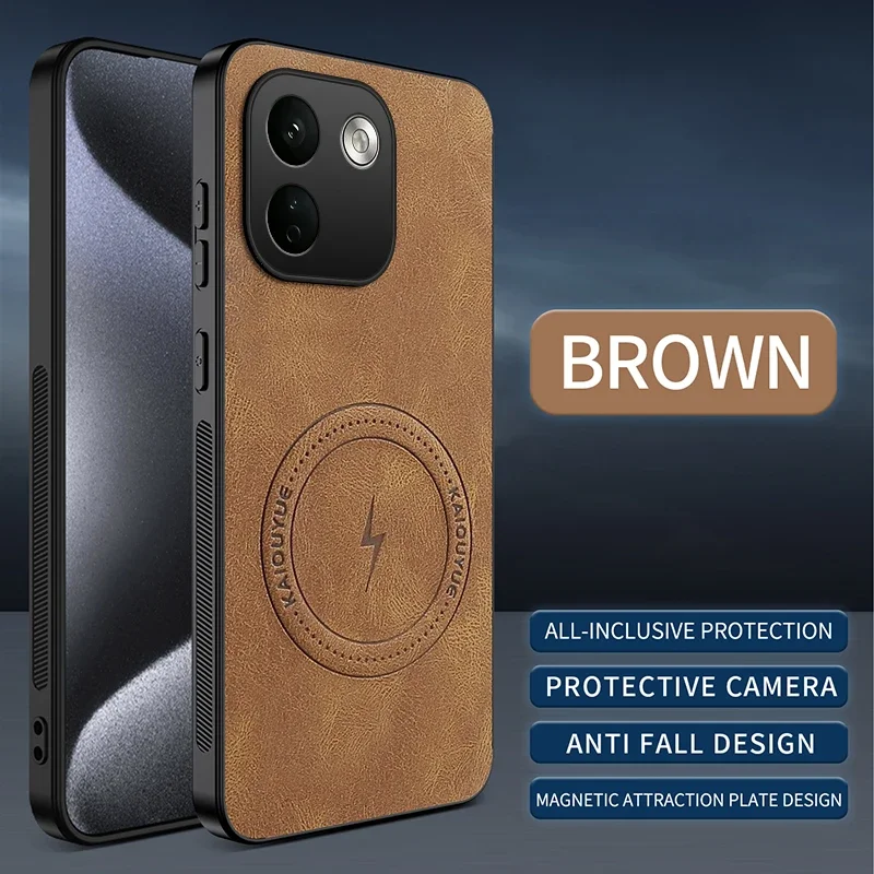 Business Skin Feel Leather Texture Case for Redmi Note 17 Pro Max POCO M8 Power X8 ProMax F9 Ultra Magnetic Anti-drop Back Cover