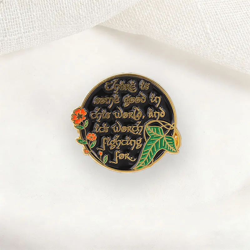 Es gibt etwas Gutes auf dieser Welt Emaille-Abzeichen Heilendes Zitat Blumen-Blatt-Anstecknadel Inspirierende Metallbrosche Reversnadel Geschenk für Freunde – Detail 5