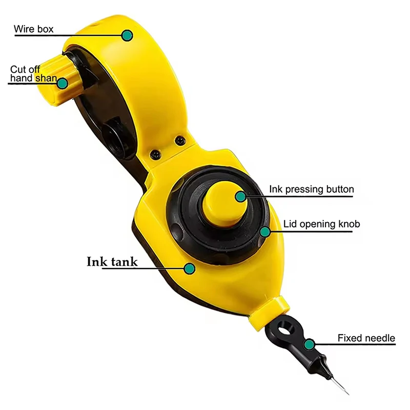 مجموعة أدوات قياس خط الطباشير والحبر - أدوات قياس النجارة والبناء مع سلك نايلون لوضع العلامات الدقيقة