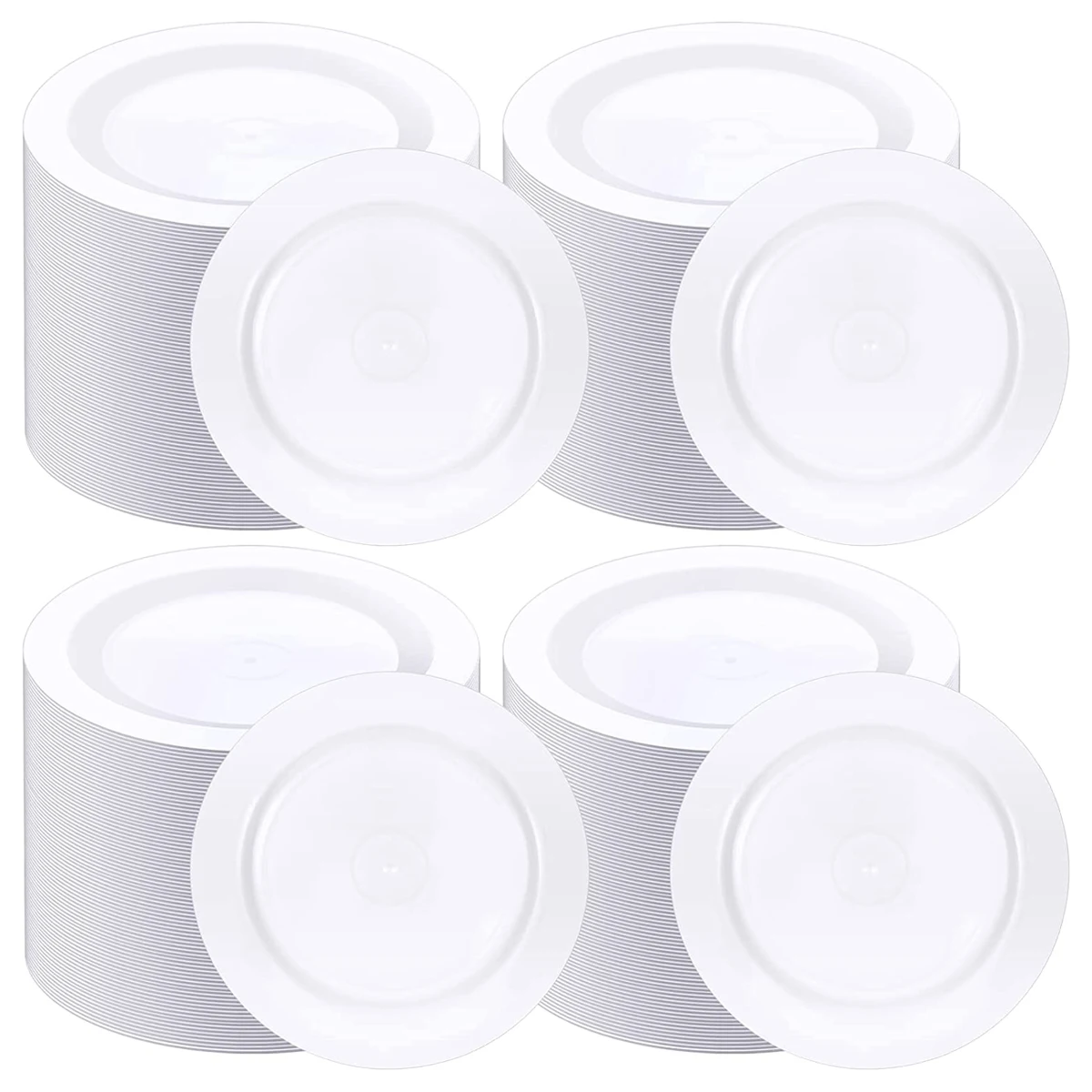 50/25Pcs Disposable White Plastic Plates -7.5 Inch Heavy Duty Plastic Appetizer Salad Dessert Plates for Wedding and Party