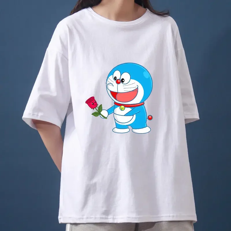 Doraemon Cotton Short-sleeved Adult T-shirt for Children, Featuring the Character of the Robot Cat Dango.