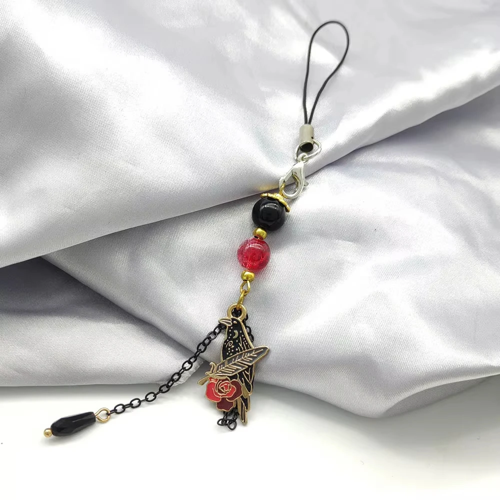 لعبة الحب والمساحة العميقة سيلوس تأثيري الهاتف سحر المفاتيح الغراب روز قلادة كيرينغ حقيبة مطرز اكسسوارات عيد الميلاد الدعائم #5