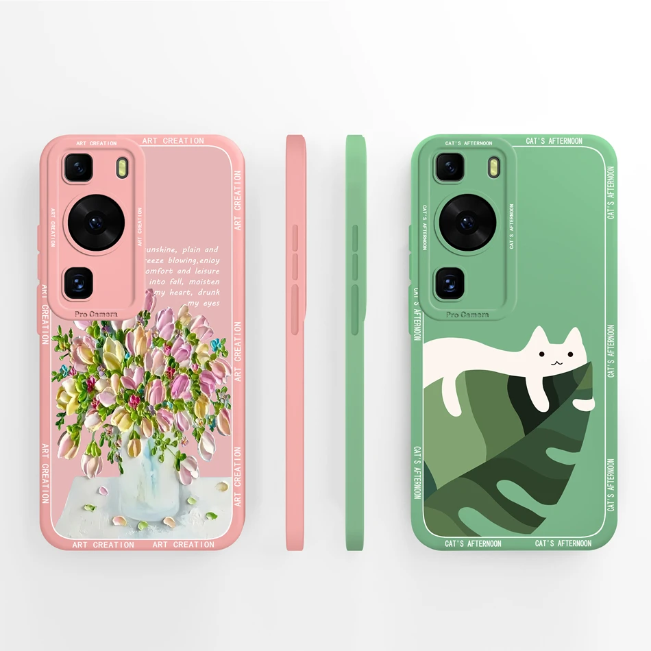 Cute Panda Cover For Huawei P60 Pro Case High Quality Liquid Silicone Phone Cases For Huawei P 60 Camera Protection Soft Funda