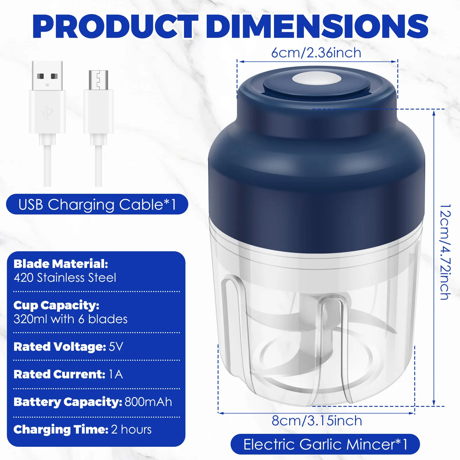Electric Mini Garlic Chopper 250/320 ML USB Charging Meat Grinder Detachable Garlic Mincer Kitchen Tools for Crushing Vegetables