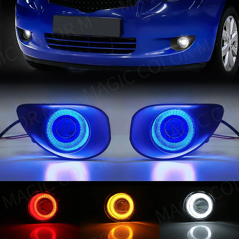 Led Fog Light For Toyota Yaris Hatchback Vitz 2006 2007 2008 2009 2010 2010 Auto Driving Daytime Running Lamps DRL Angel Eyes