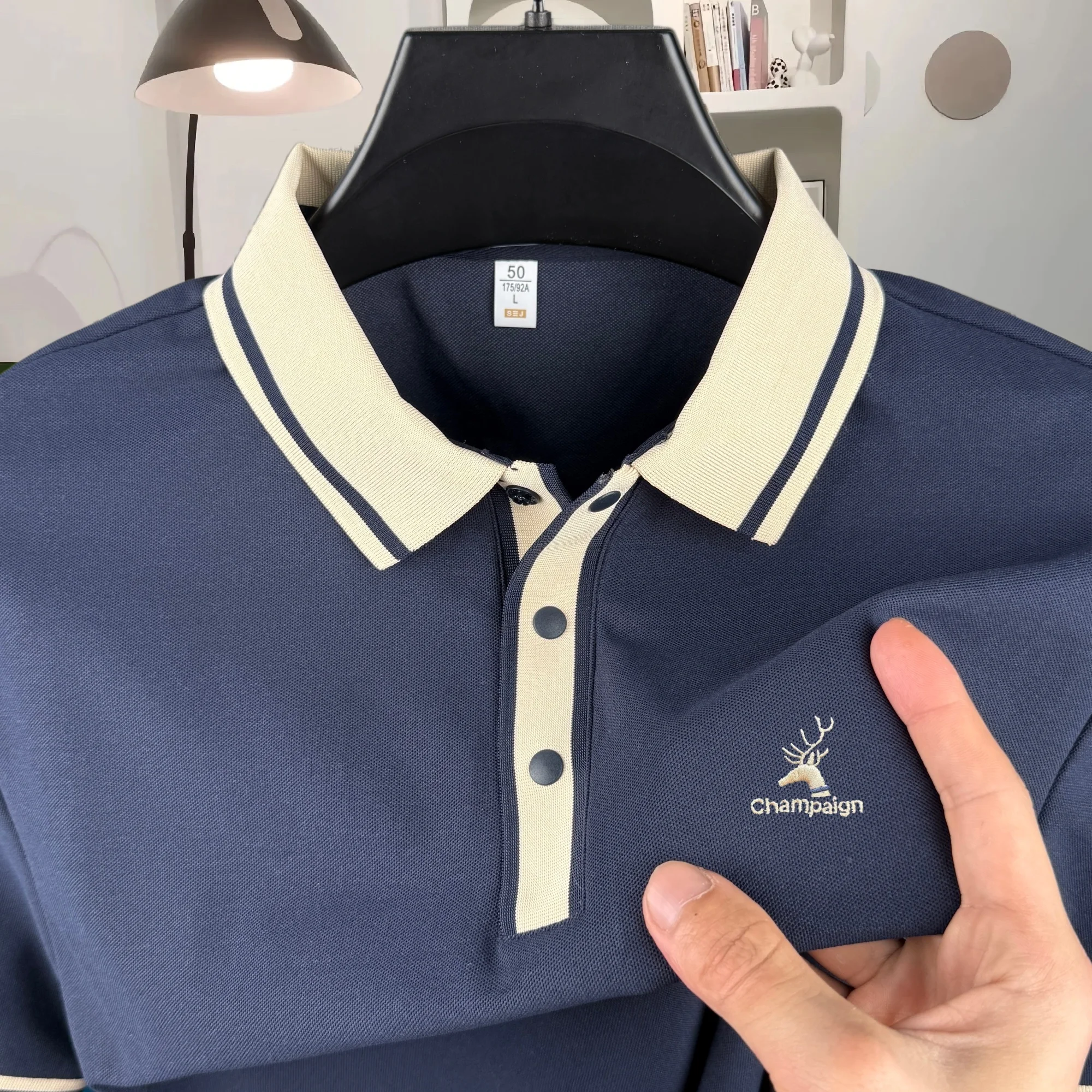 High end brand men's short sleeved polo shirt summer fashion new luxury deer head embroidery design boutique top casual T-shirt