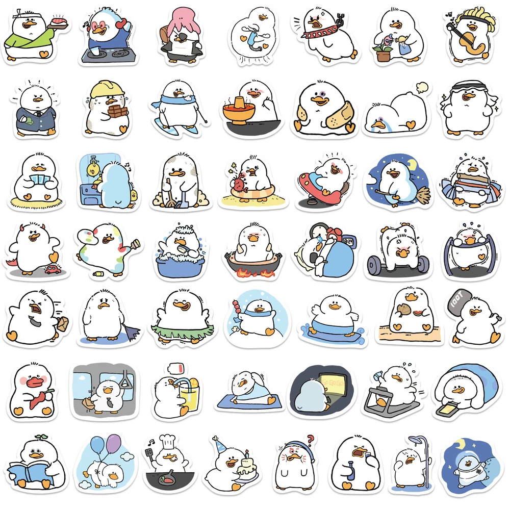 100 قطعة من ملصقات الكتابة على الجدران على شكل بطة سمينة على شكل حيوانات للدراجات النارية والهاتف ولوح التزلج والكمبيوتر المحمول