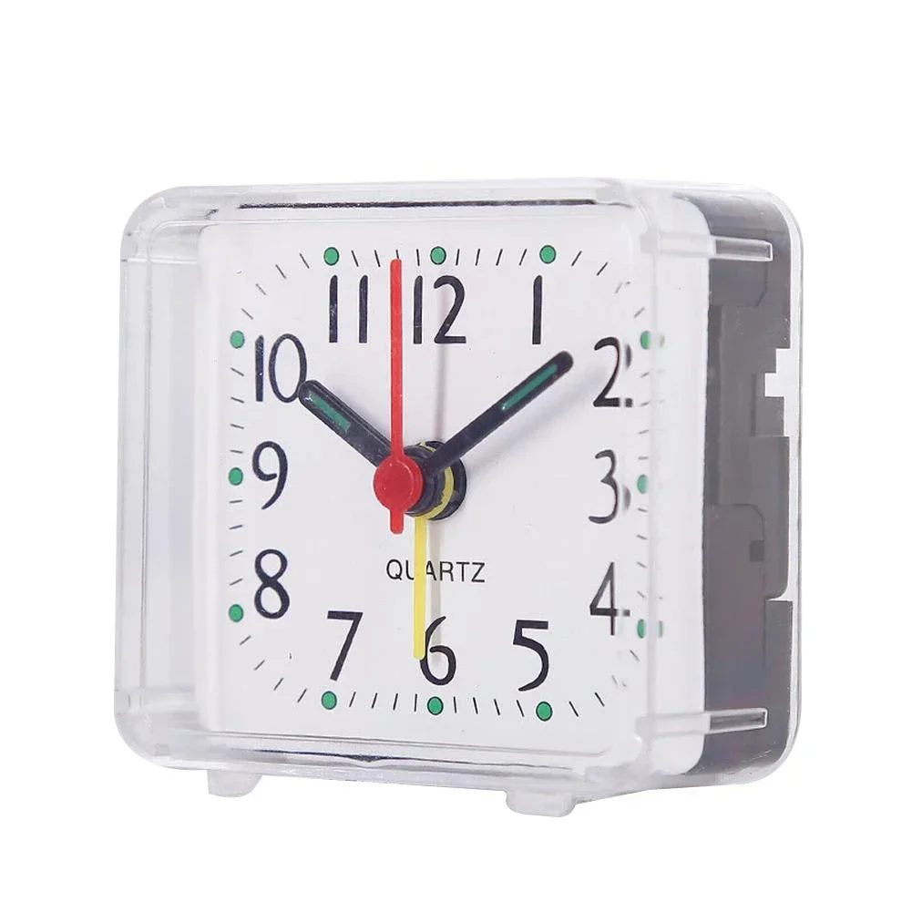 Reloj de mesa Reloj despertador cuadrado Reloj digital Despertador pequeño Cama electrónica Reloj de viaje Reloj de escritorio de cuarzo Alarma de escritorio