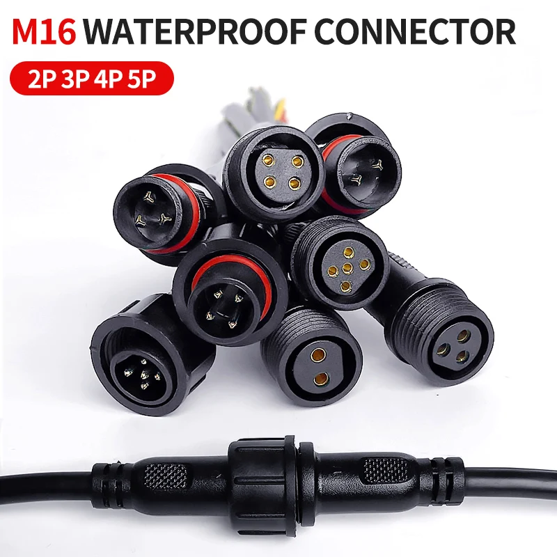 5/20Pcs M16 Waterproof 2 3 4 5 Pin IP65 Cable Wire Plug for LED Strips Male and Female Jack 22mm nut Connector 20CM OD 6mm