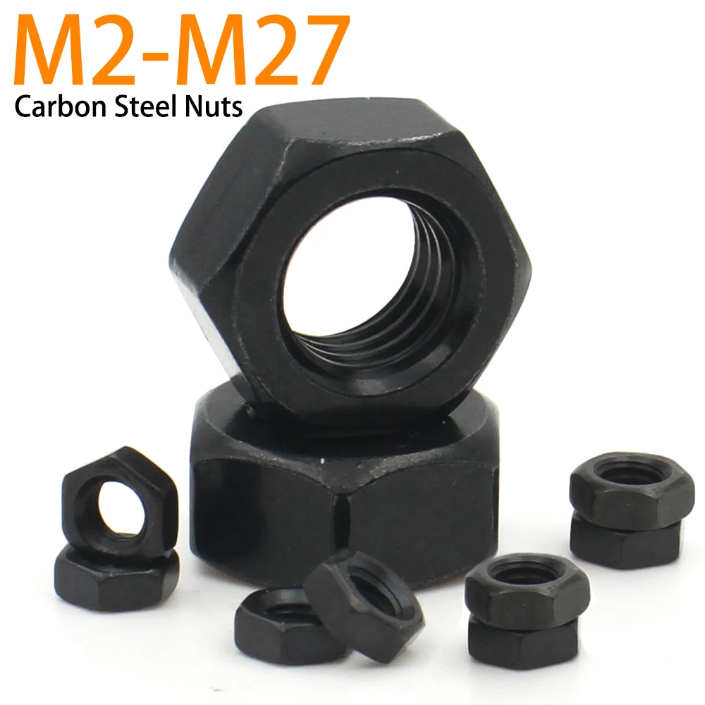 1/5/10/20/50pcs Black Oxide Carbon Steel Metric Hex Hexagon Nuts M2 M2.5 M3 M4 M5 M6 M8 M10 M12 M14 M16 M18 M20 M22 M24 M27