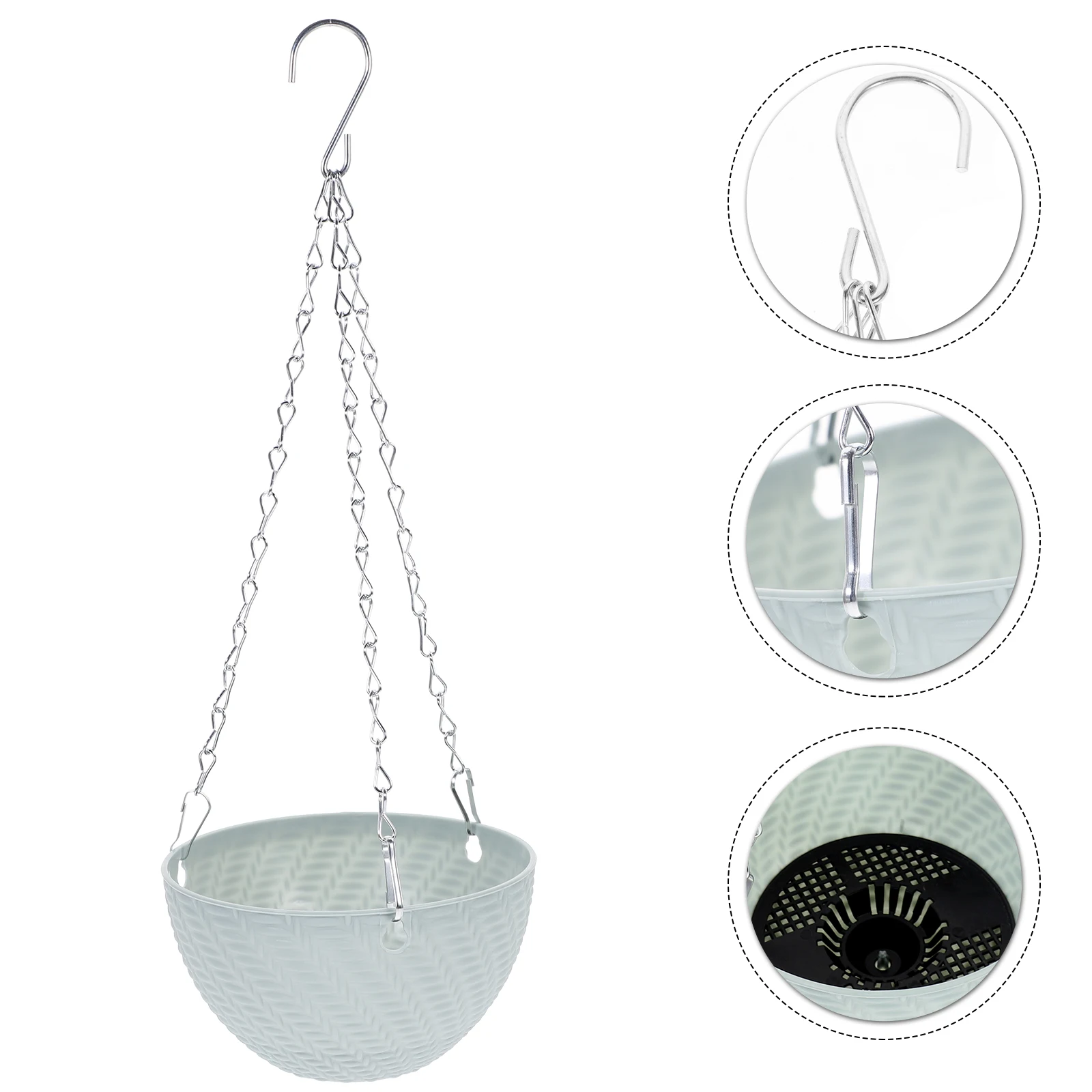 

Plastic Hanging Planter Basket Light Blue Durable Metal Chain Rustproof Outdoor Indoor Hanging Flower Pot Succulent Plant Holder