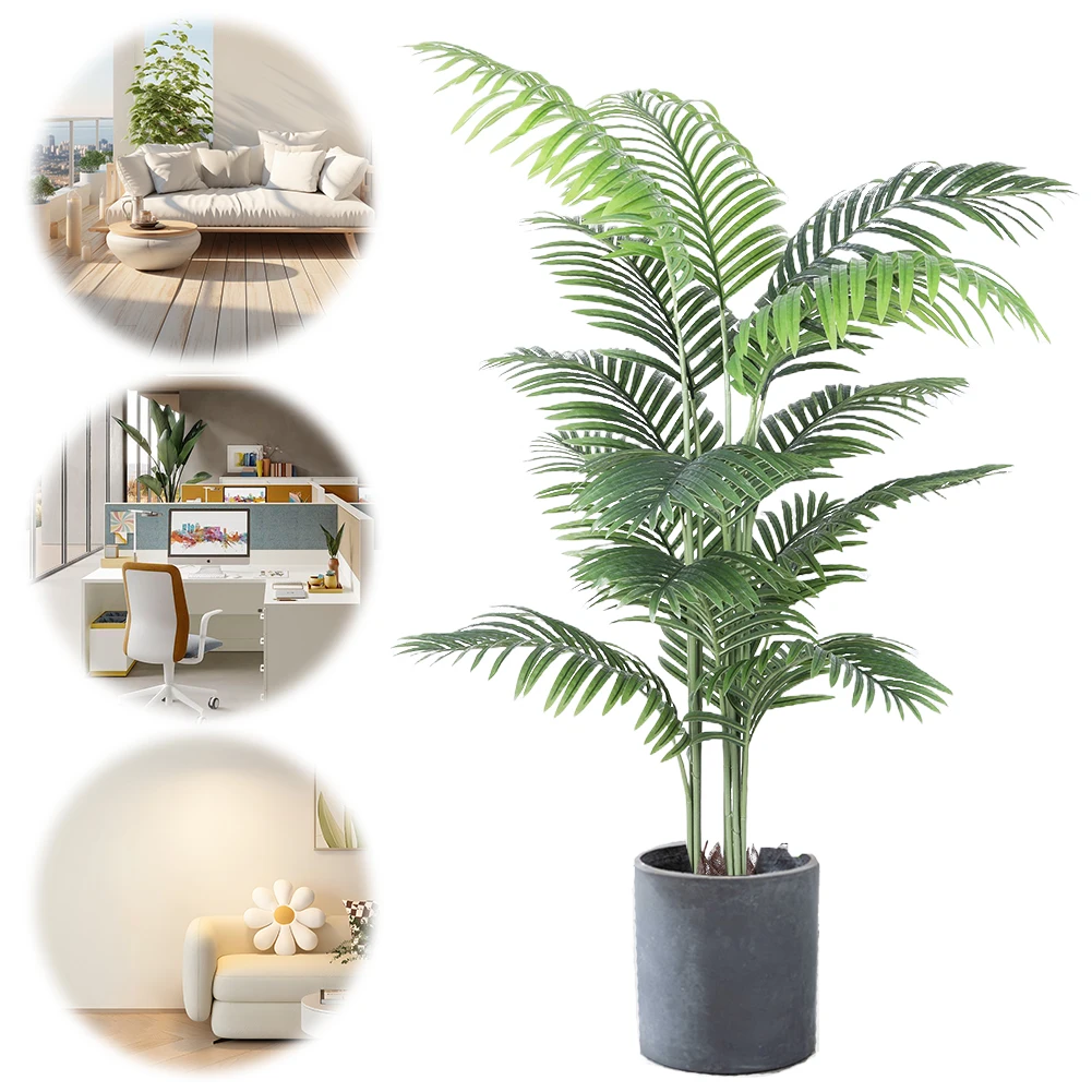 Artificial Areca Palm Plant 5FT Faux Palm Tree Tropical Palm Plant Dypsis Lutescens Plants in Pot for Indoor Outdoor Home Office