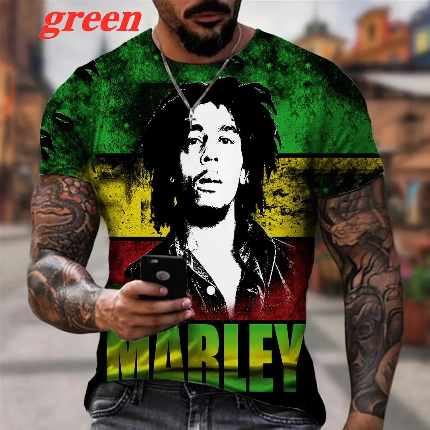 2024 Summer Men's T-shirts Cool Rock Bob Marley 3d Print O-neck Short Sleeve Street Hip-hop Shirt Oversized Tops Men Clothing