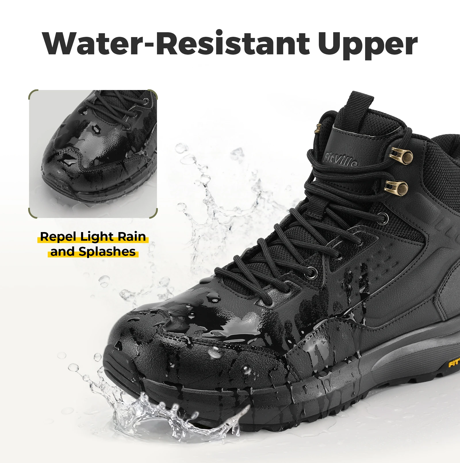 FitVille Men's Boots Water Resistant Extra Wide Toe High-top Hiking Shoes for Men Non-Slip Outdoor Tactical Combat Military Boot image 3