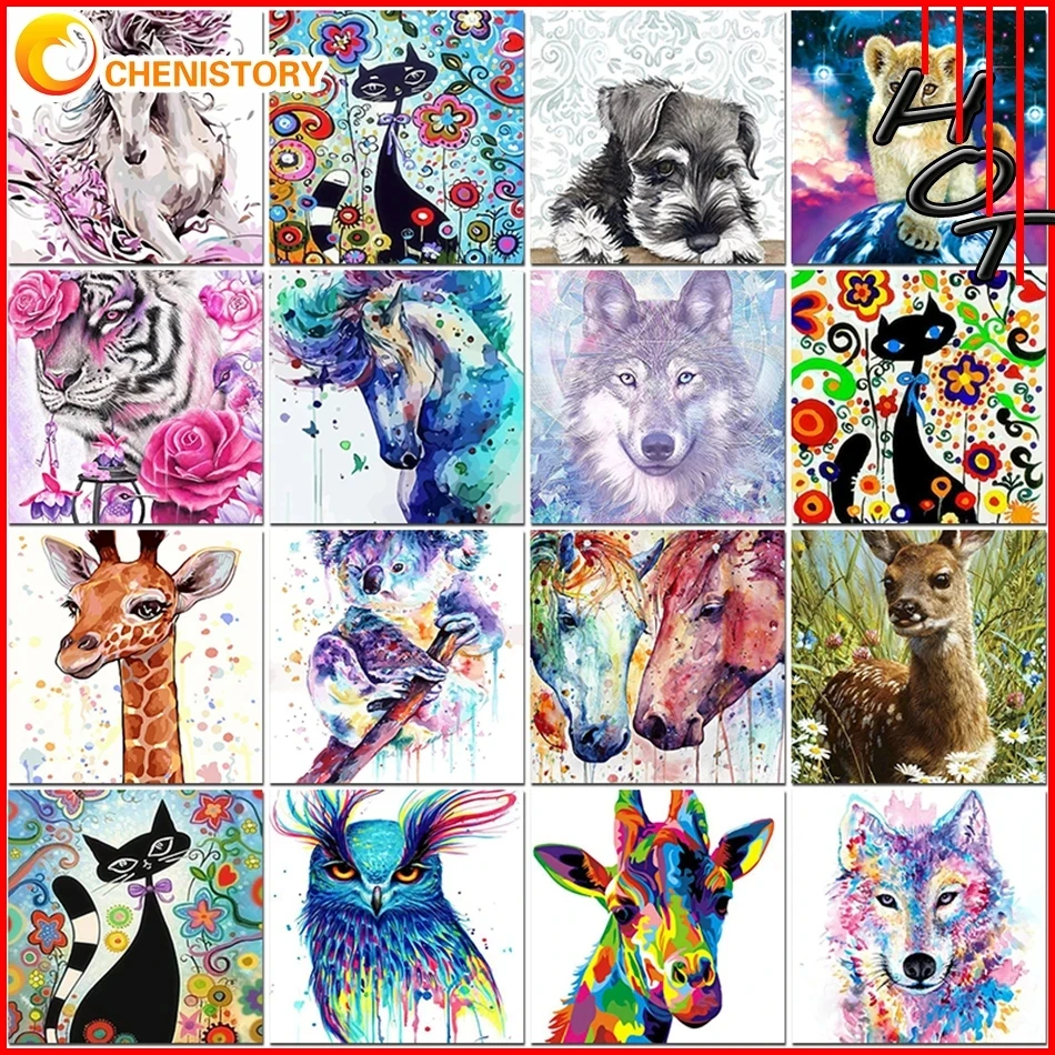 

CHENISTORY 60x75cm Painting By Numbers Handpainted Number Painting Animals DIY Paint By Numbers Kit Adults Crafts Home Decor