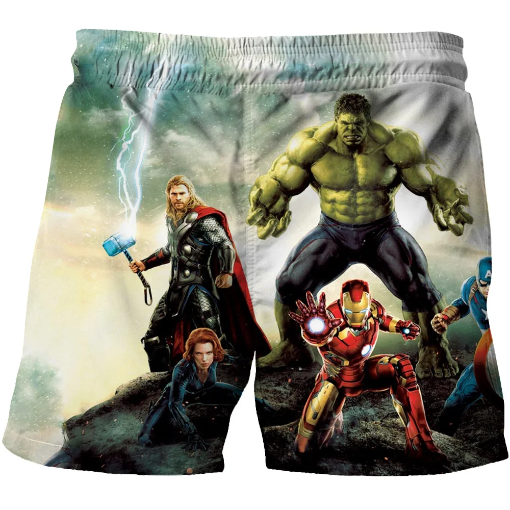 Summer Marvel Superhero Hulk Cartoon Children's Shorts Marvel Spider Man Cartoon Boys' Shorts Summer Shorts Quick drying