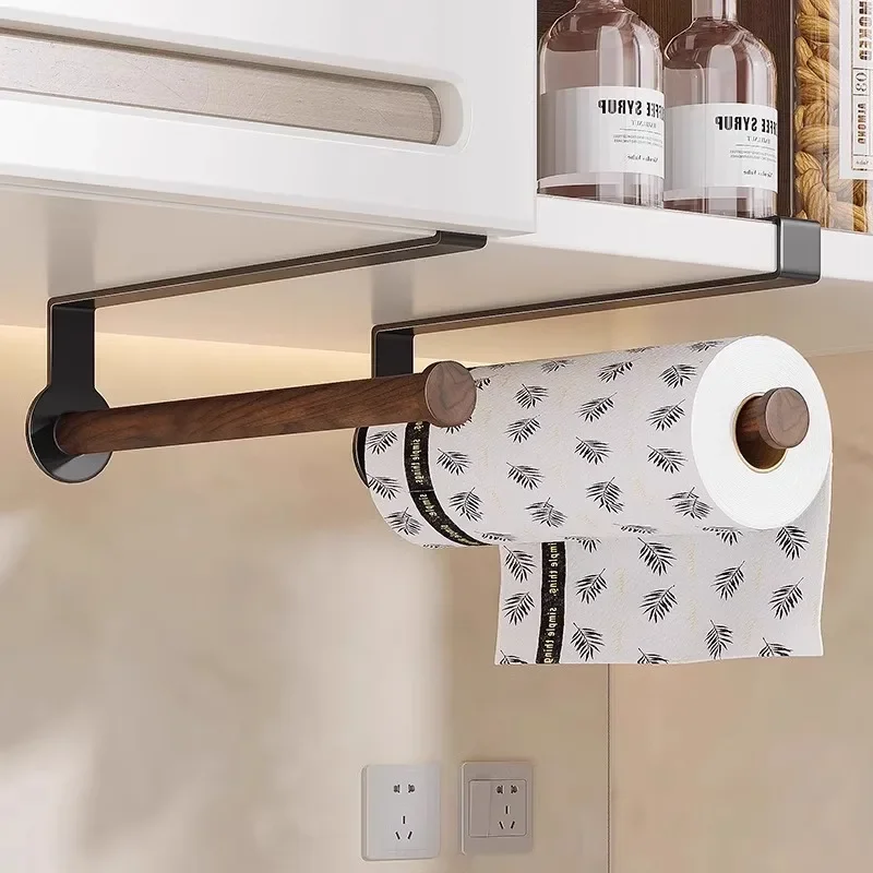 

Walnut kitchen special paper towel holder roll paper rack hanging rack plastic wrap storage rack toilet paper hook rag holder