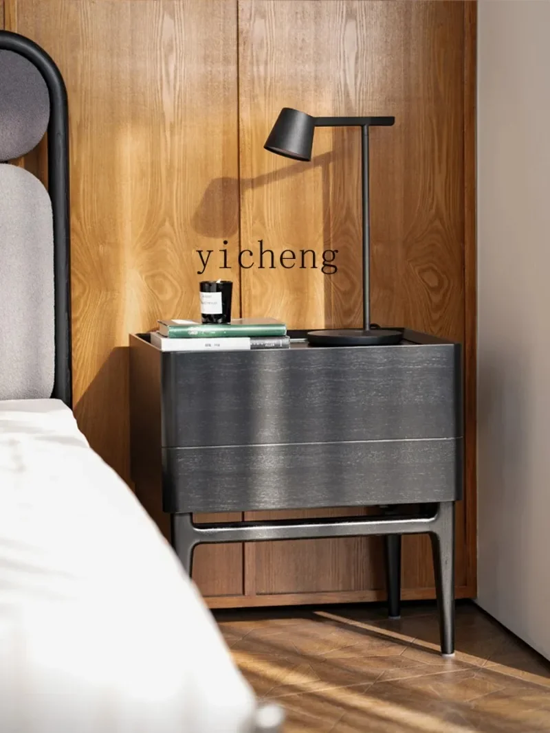 Retro Ash Wood Solid Wood Bedside Table Small Bedroom Bedside Table Cherry Wood Small Apartment Modern Simple LightN20