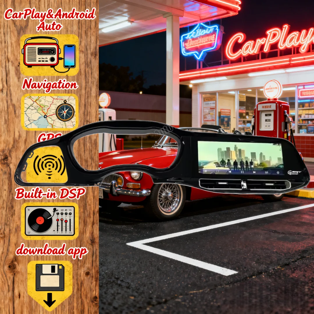 

12,3 "для Dodge Challenger SRT Hellcat 2010-2023 беспроводной CarPlay GPS навигация Android автомобильный мультимедийный плеер стерео авторадио