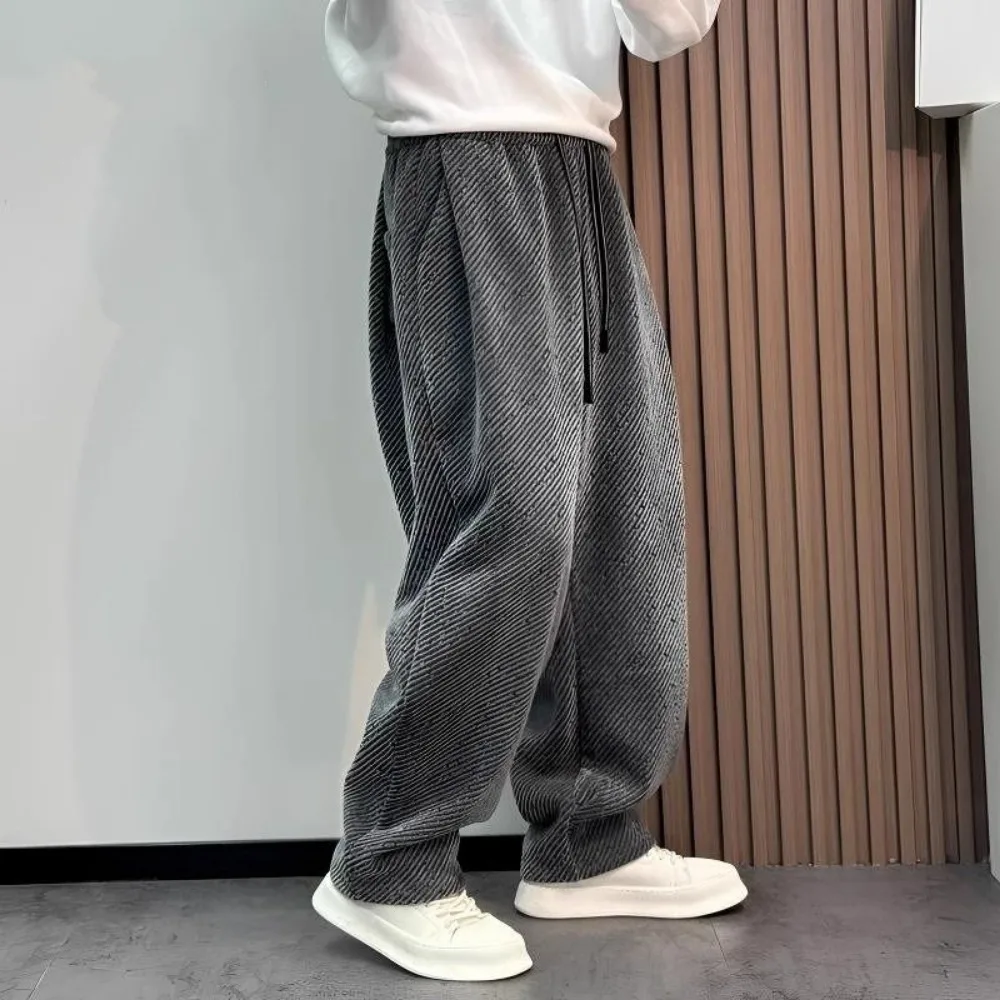 Straight Men's Sweatpants,Invisible Open Crotch Outdoor Sex Diagonal Stripes Mopping Casual Pants,Fashion Wide Legs Trousers