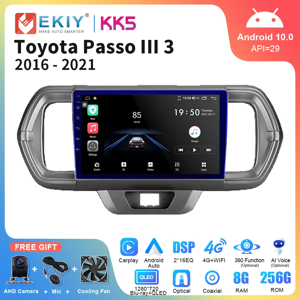 

EKIY KK5 Car Radio Android Auto CarPlay For Toyota Passo III 3 2016 - 2021 Multimedia Navigation GPS No DVD 2 Din Player Stereo