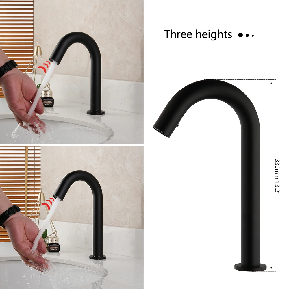 Torayvino Bathroom Basin Sink Sensor Automatic Touch Faucet Tap Wall Mounted Solid Brass Faucets Hot And Cold Water Mixer Taps