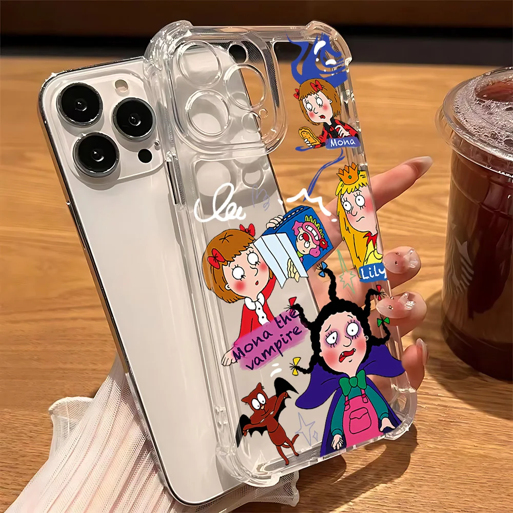 Coque de téléphone dessin animé Mona le Vampire, étui Anti-chute transparent pour Samsung Galaxy S25 S24 S23 S22 S21 S20 Note20 Edge FE Ultra Plus 4G 5G