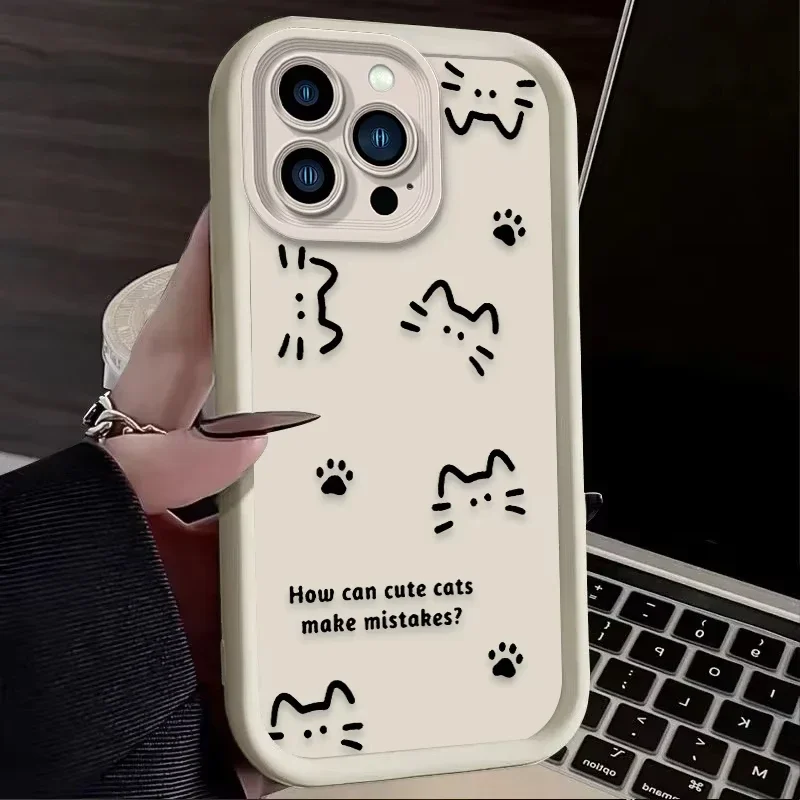 

Cute cat and dog footprints phone case for iPhone 16 15 14 13 12 11 Pro/ Max/Plus shock-proof rear cover anti-fingerprint