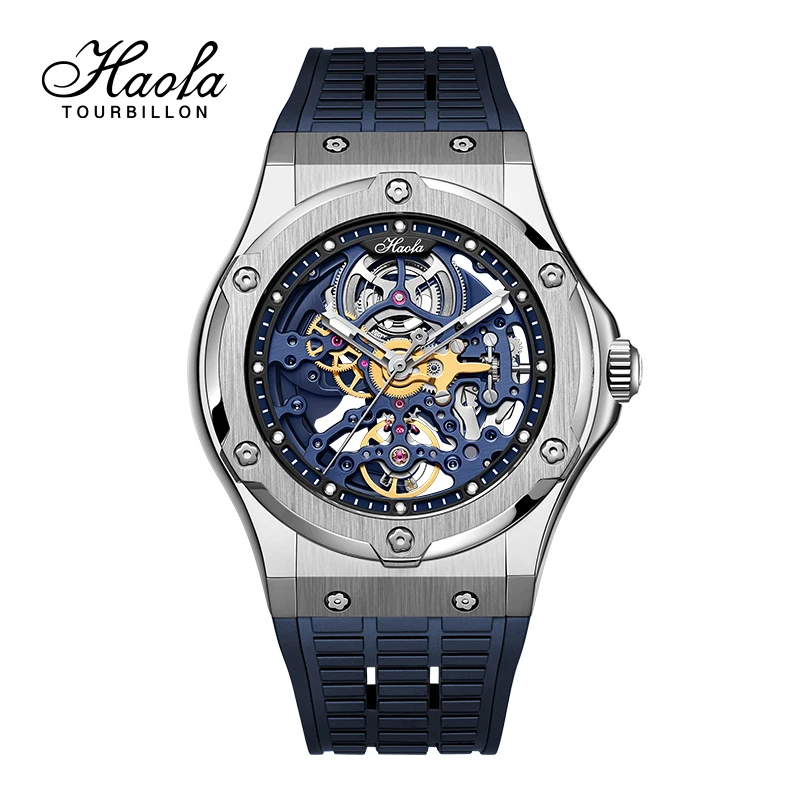 

Haofa автоматические часы мужские механические скелетон повседневные часы с механизмом для мужчин с сапфировым стеклом модные деловые наручные часы 1913