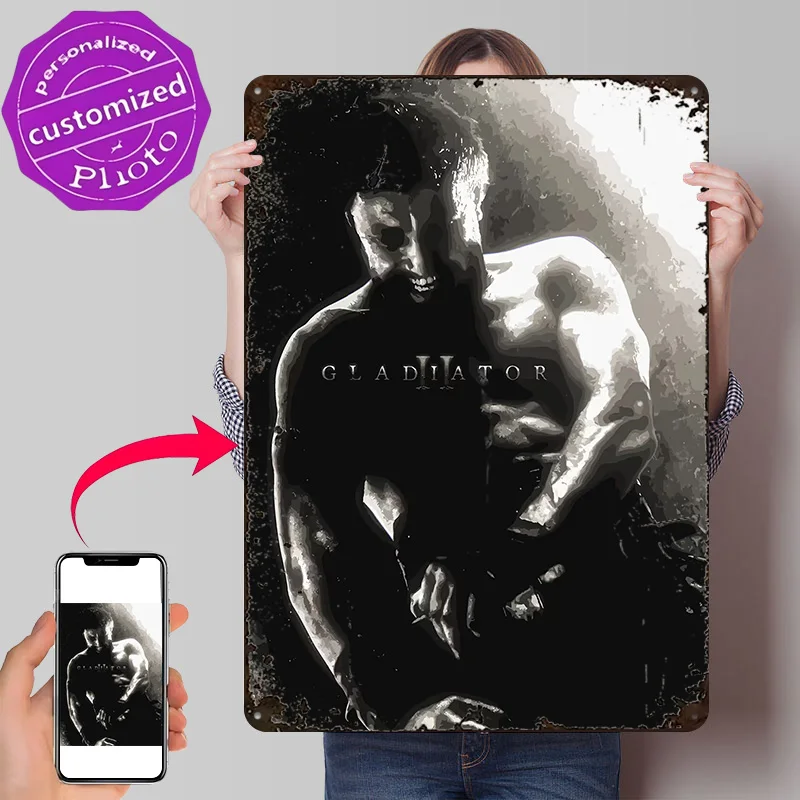 Gladiator 300 3D Texture Metal Poster Customized Wall Art Tin Sign Gift for Mancave Garage Decoration Room Vintage Home Decor