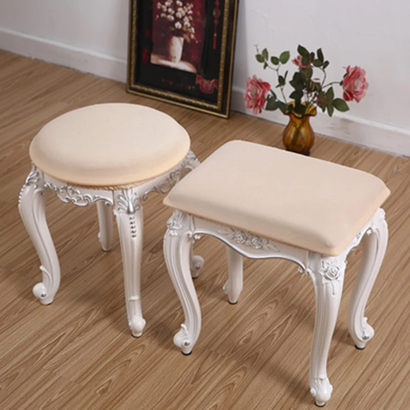 1PC Elastic Chair Covers Round Square Make Up Seat Protector Dressing Table Stool Chair European Style Slipcover Floral Printed